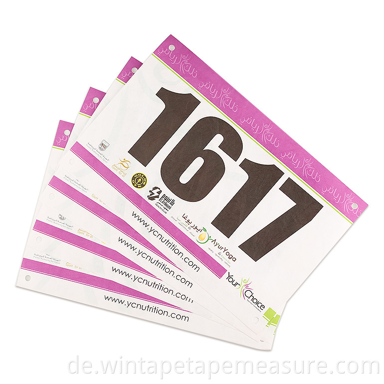 Individuell bedruckbare, wasserdichte Papierlaufnummern für Marathonrennen Marathon